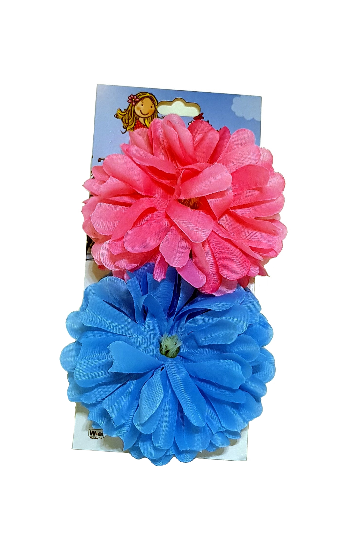 Flor para manillar Dahlia en rosa y azul