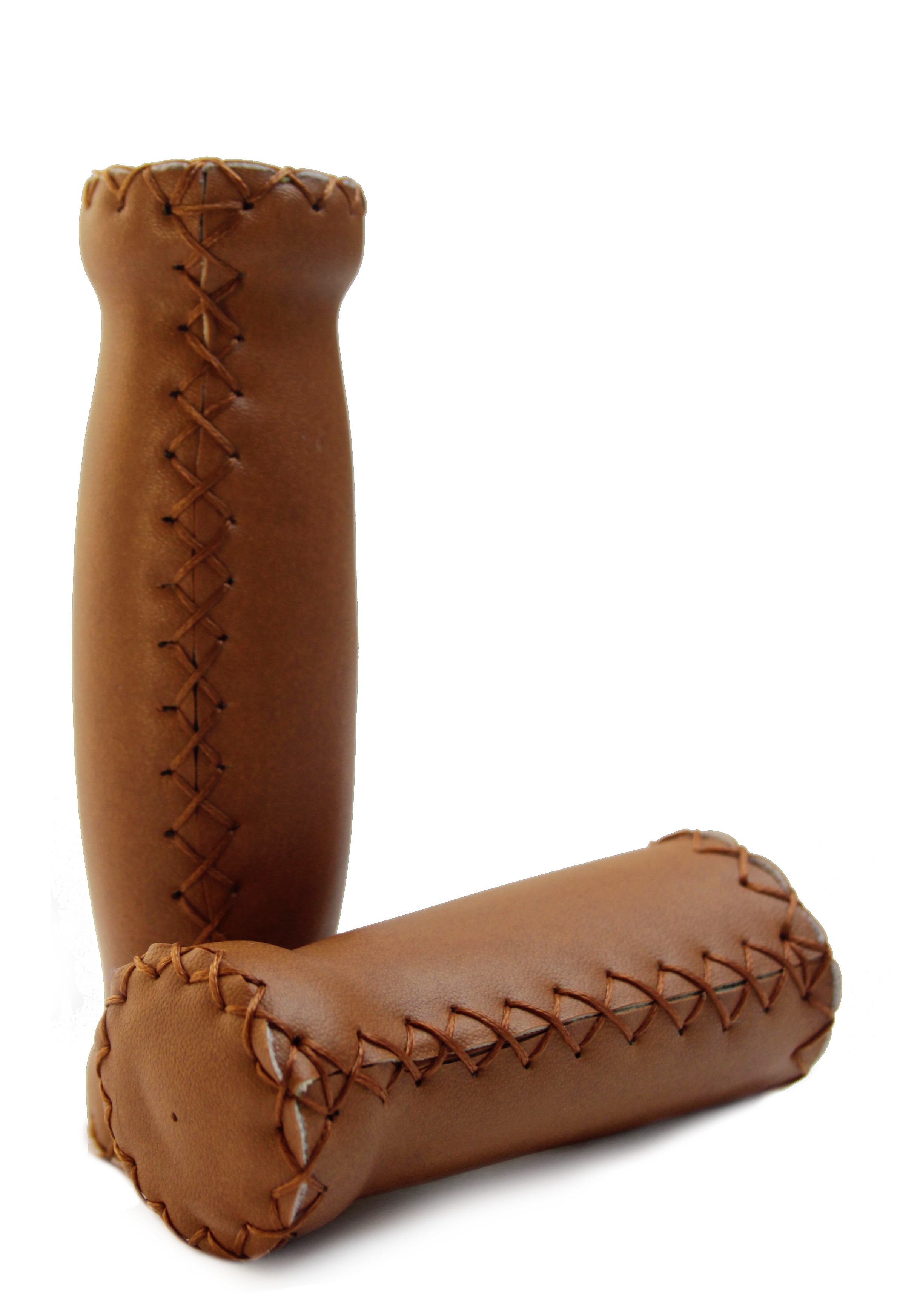 Puños de cuero (cuero artificial) en marrón con costuras exteriores, corto y largo