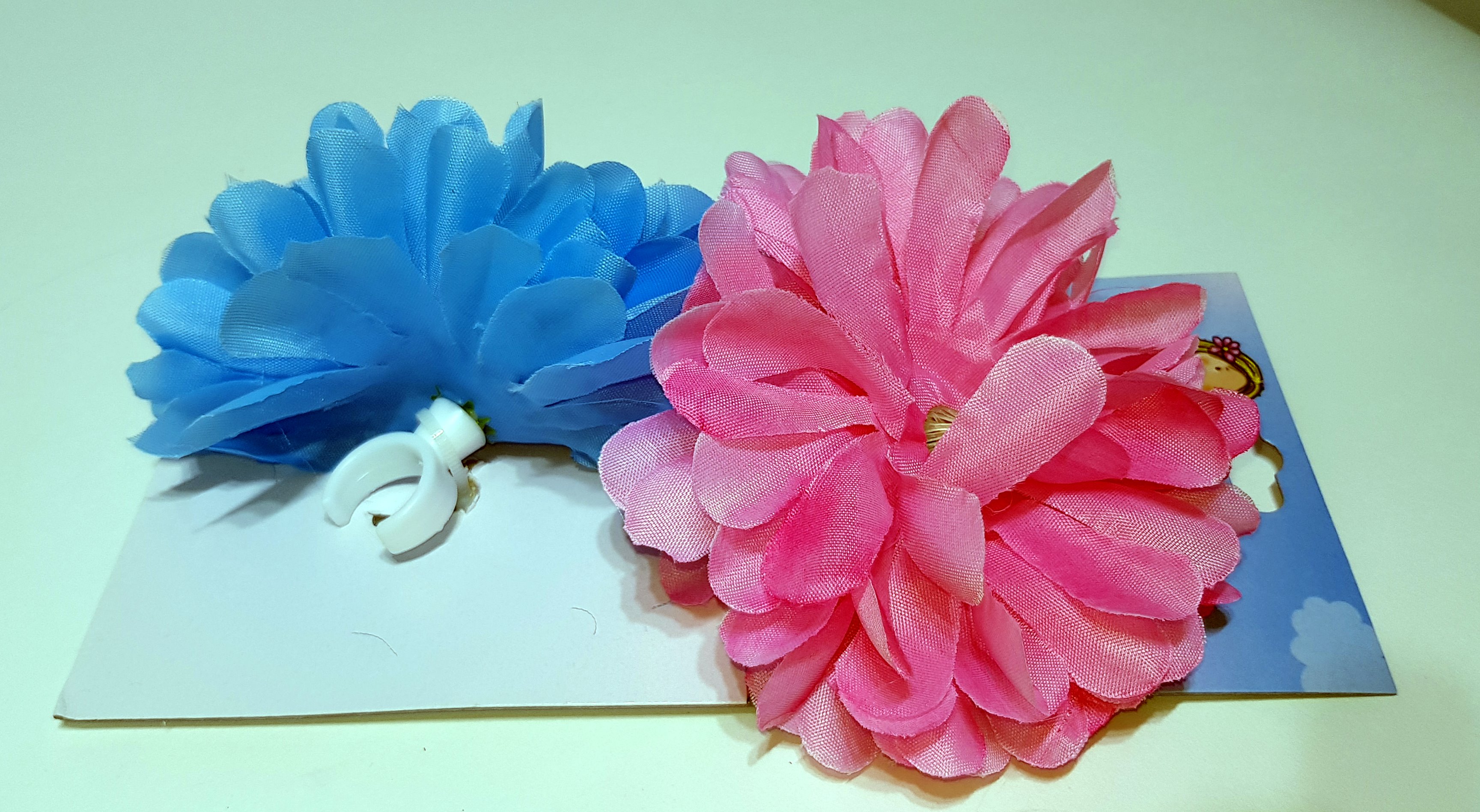 Flor para manillar Dahlia en rosa y azul