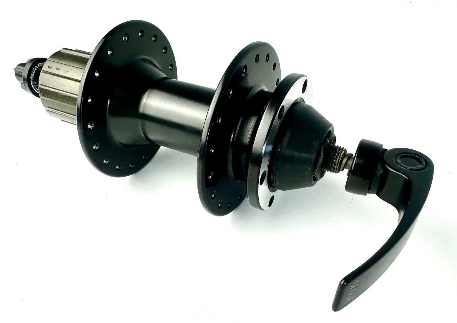 Buje de rueda trasera de aluminio negro con alojamiento para freno de disco
