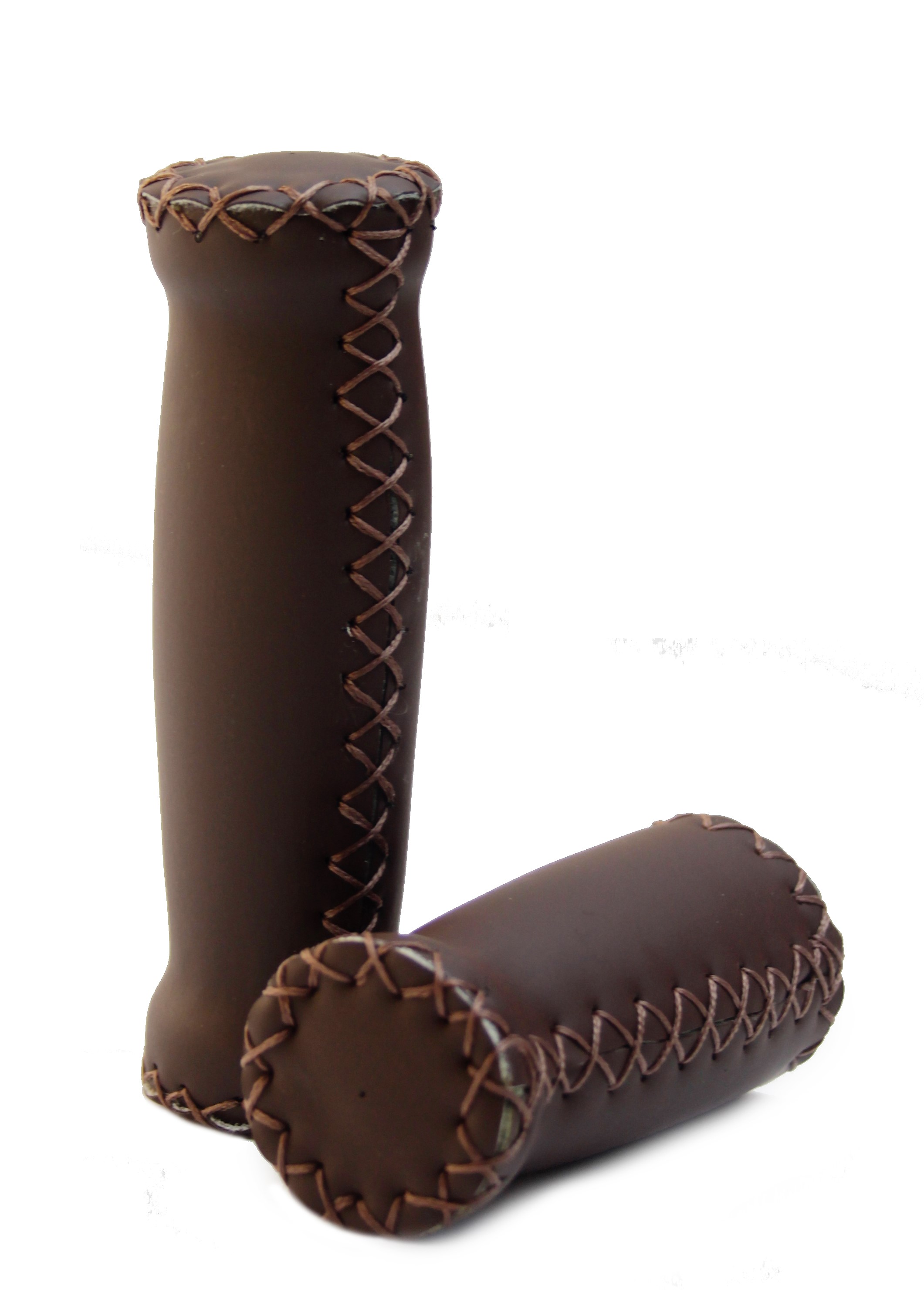 Puños de cuero (cuero artificial) en marrón oscuro con costuras exteriores, corto y largo