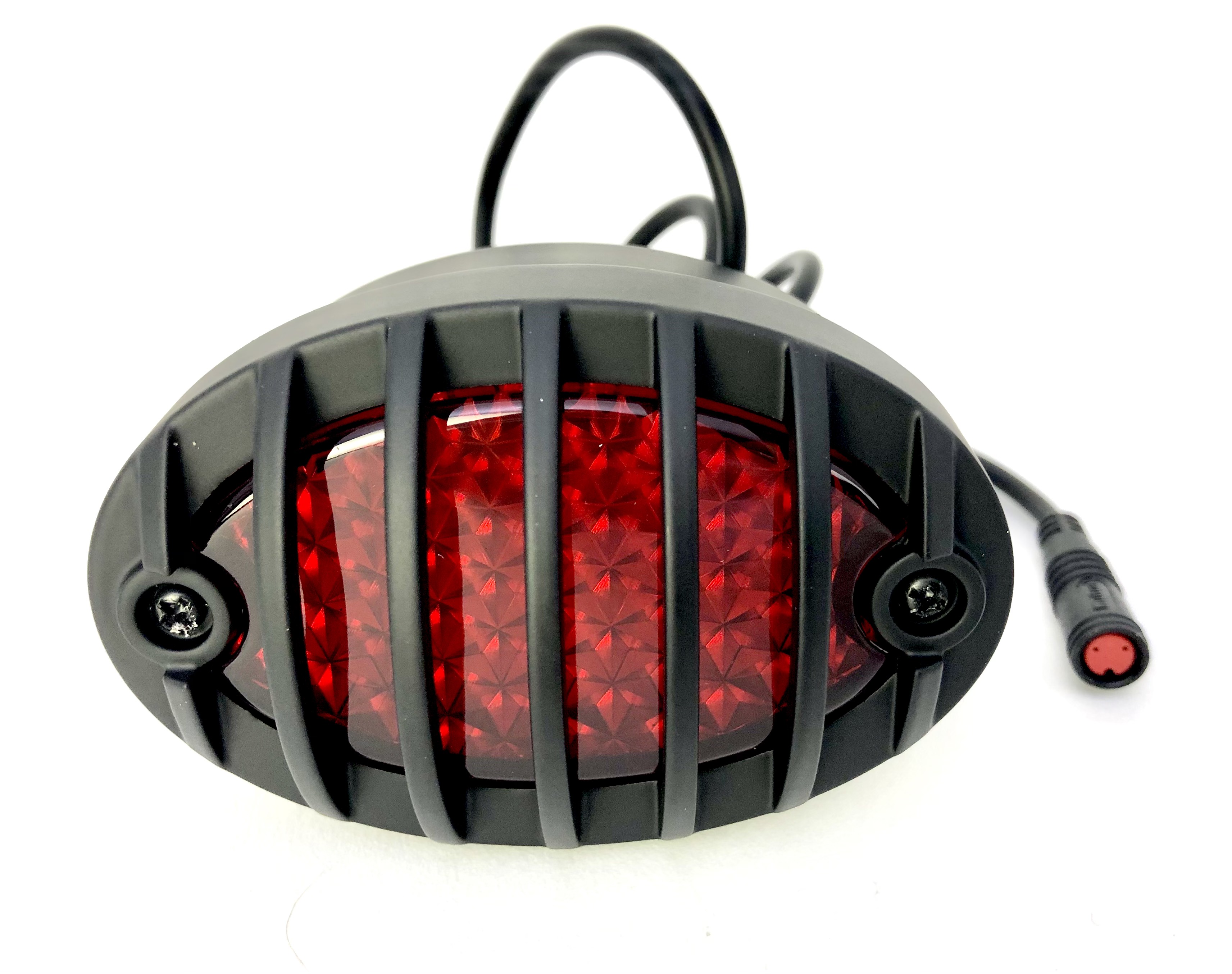 E-Bike Rearlight Retro LED black matte and red lense with guard and licence plate illumination