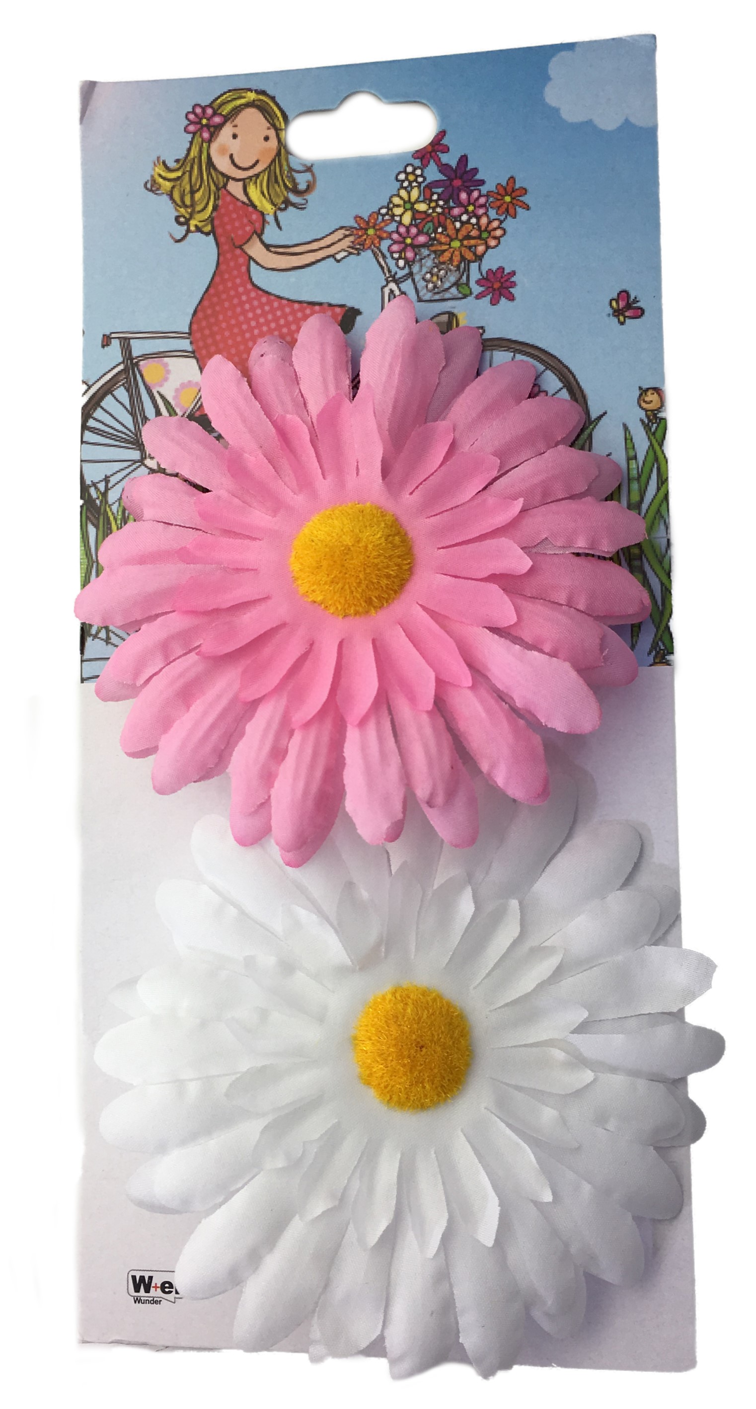 Flor para manillar Crisantemo en rosado y blanco