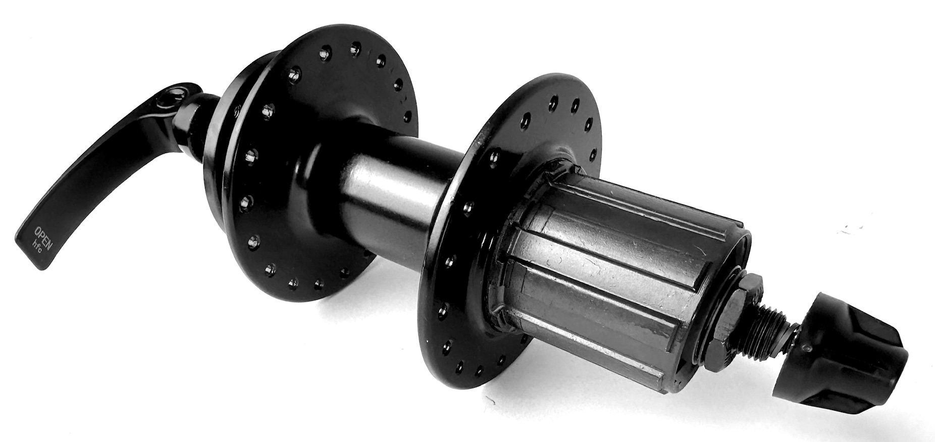 Buje de rueda trasera de aluminio negro con alojamiento para freno de disco