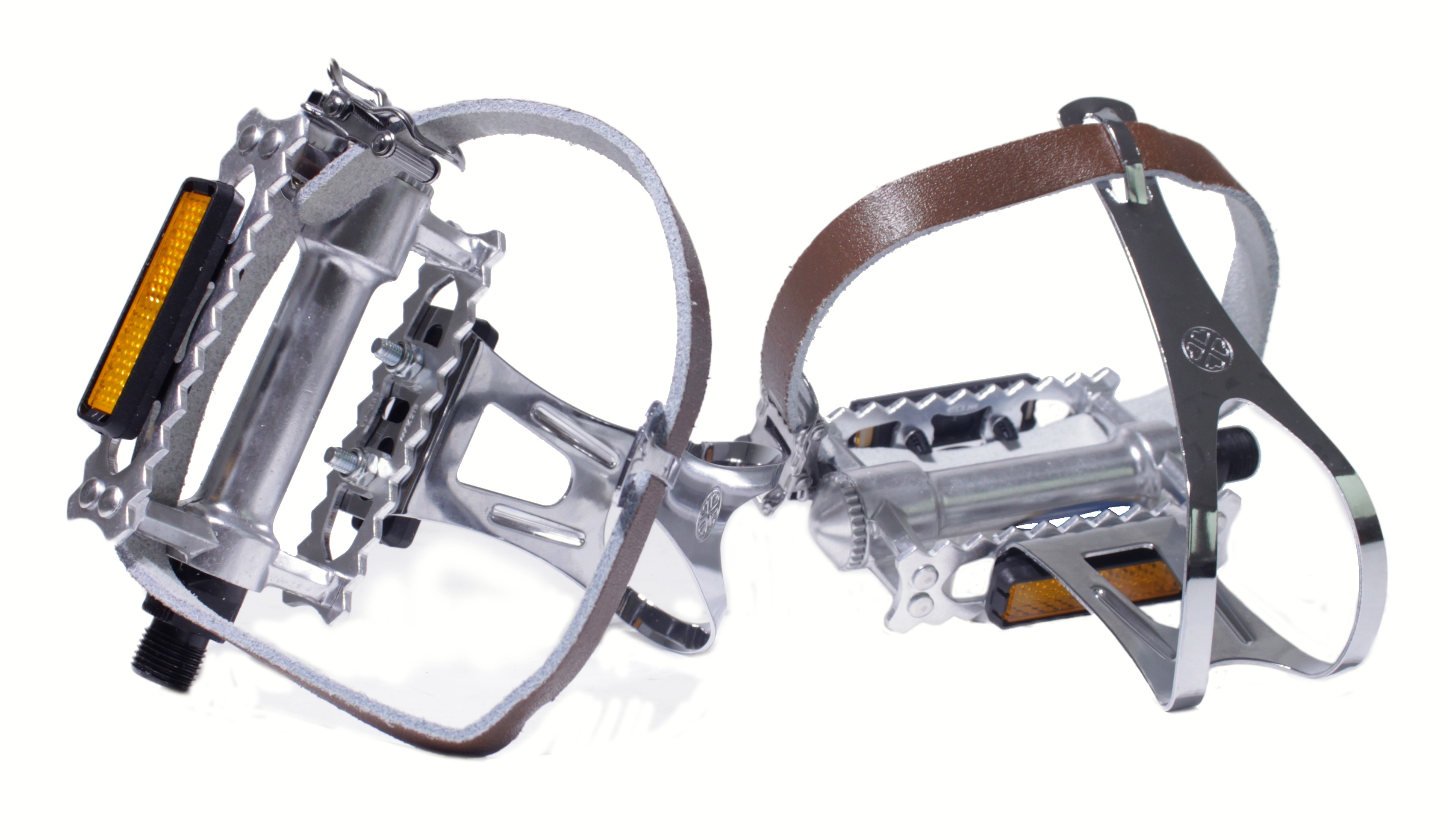 Pedales de aluminio Rat-Trap Sport / Touring con ganchos y correas de cuero