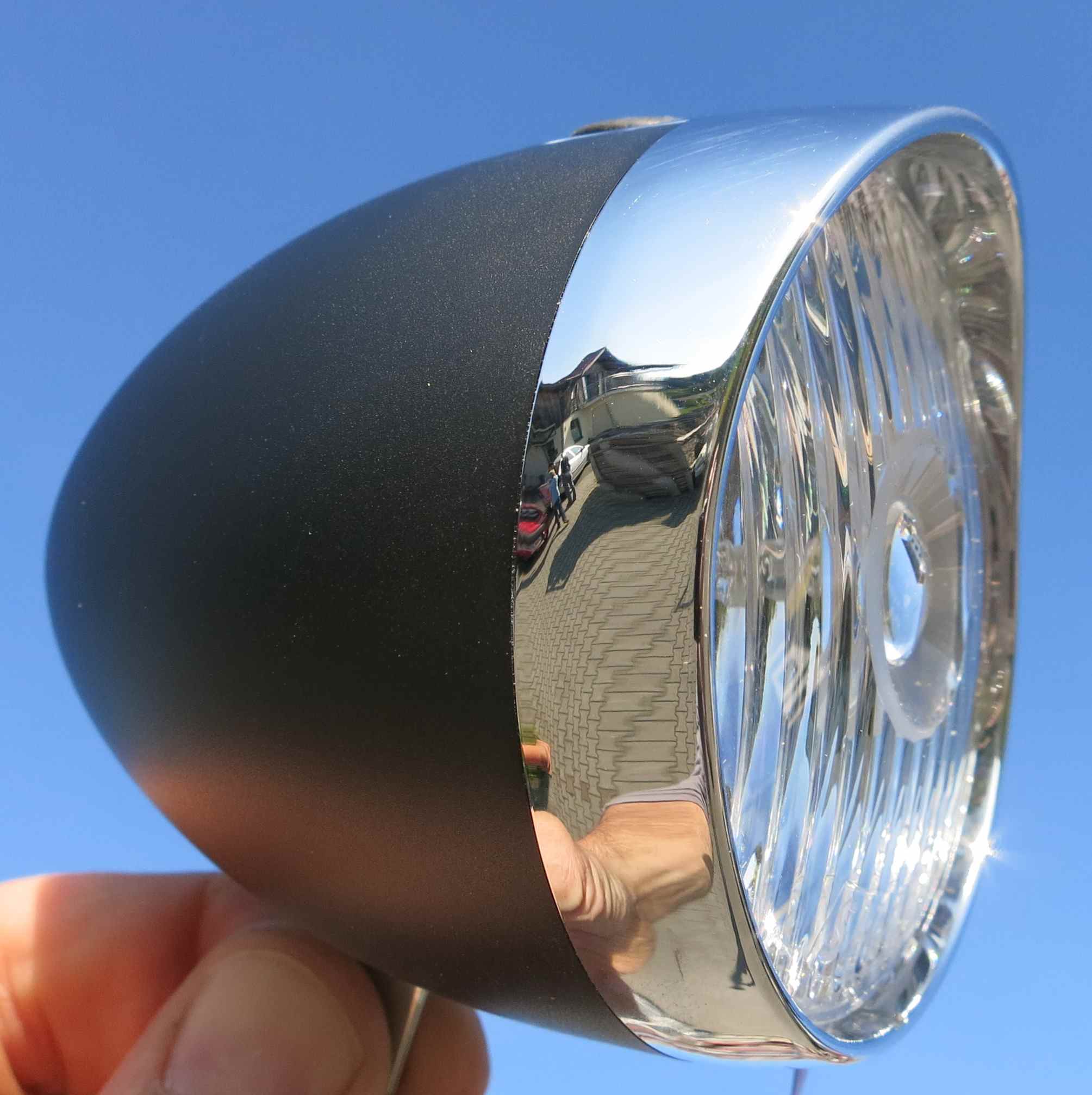 Lámpara a pilas Classic Retro «LED» en negro / cromada 4 LUX