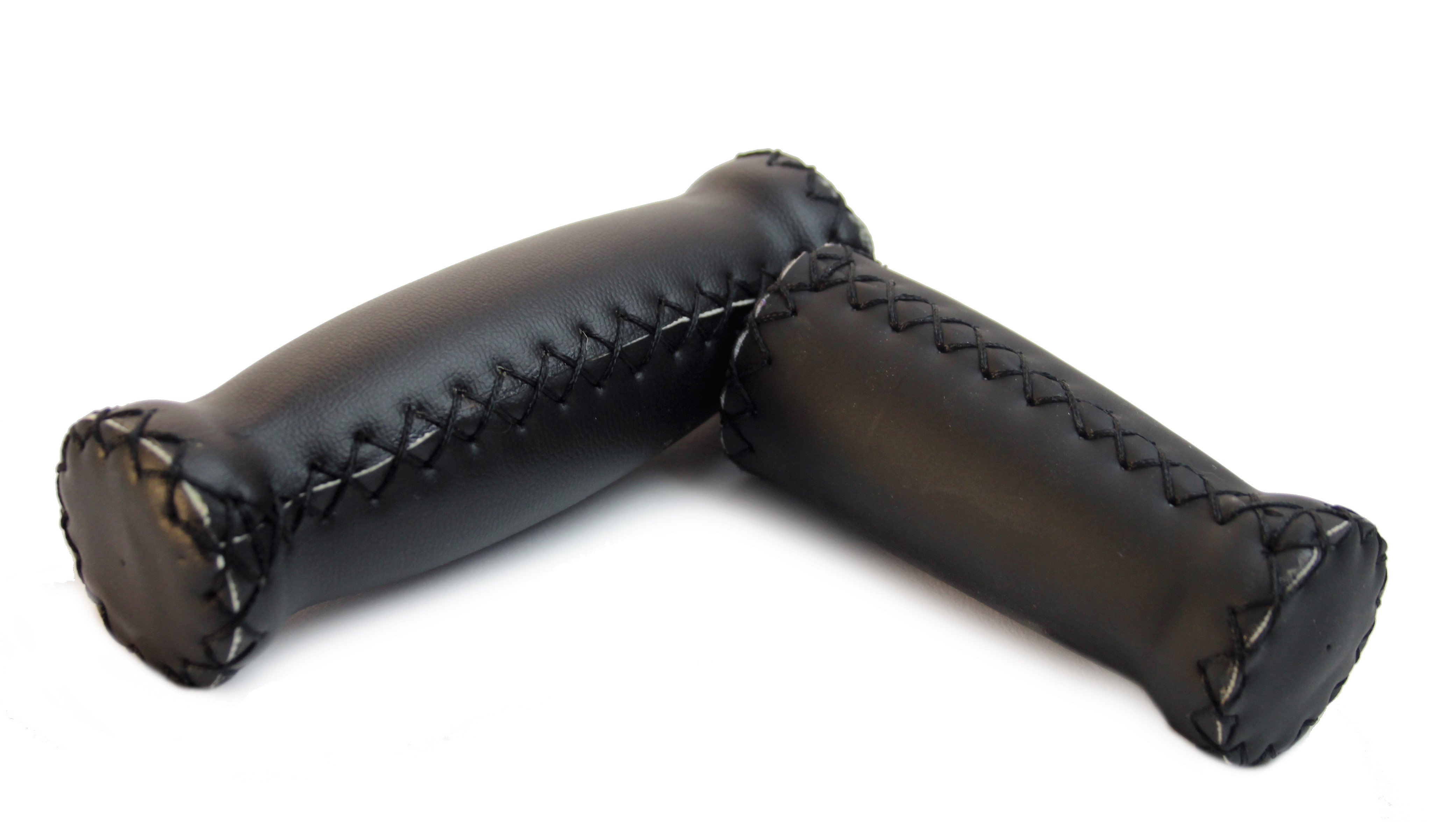Puños de cuero (cuero artificial) en negro con costuras exteriores, corto y largo
