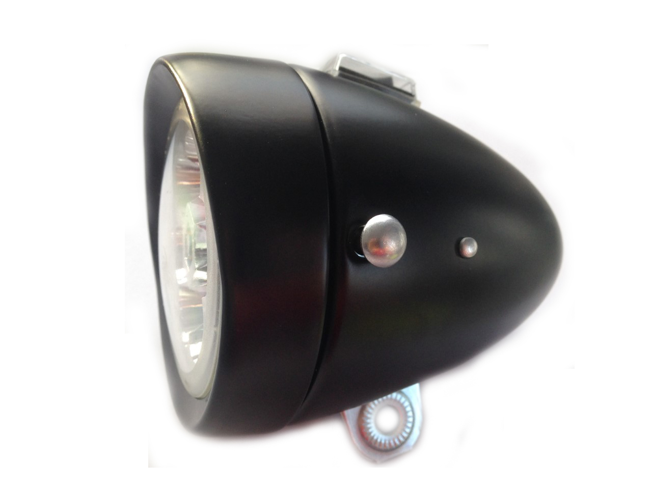 Lámpara delantera de 6 LED, de pilas, 80 mm en negro mate