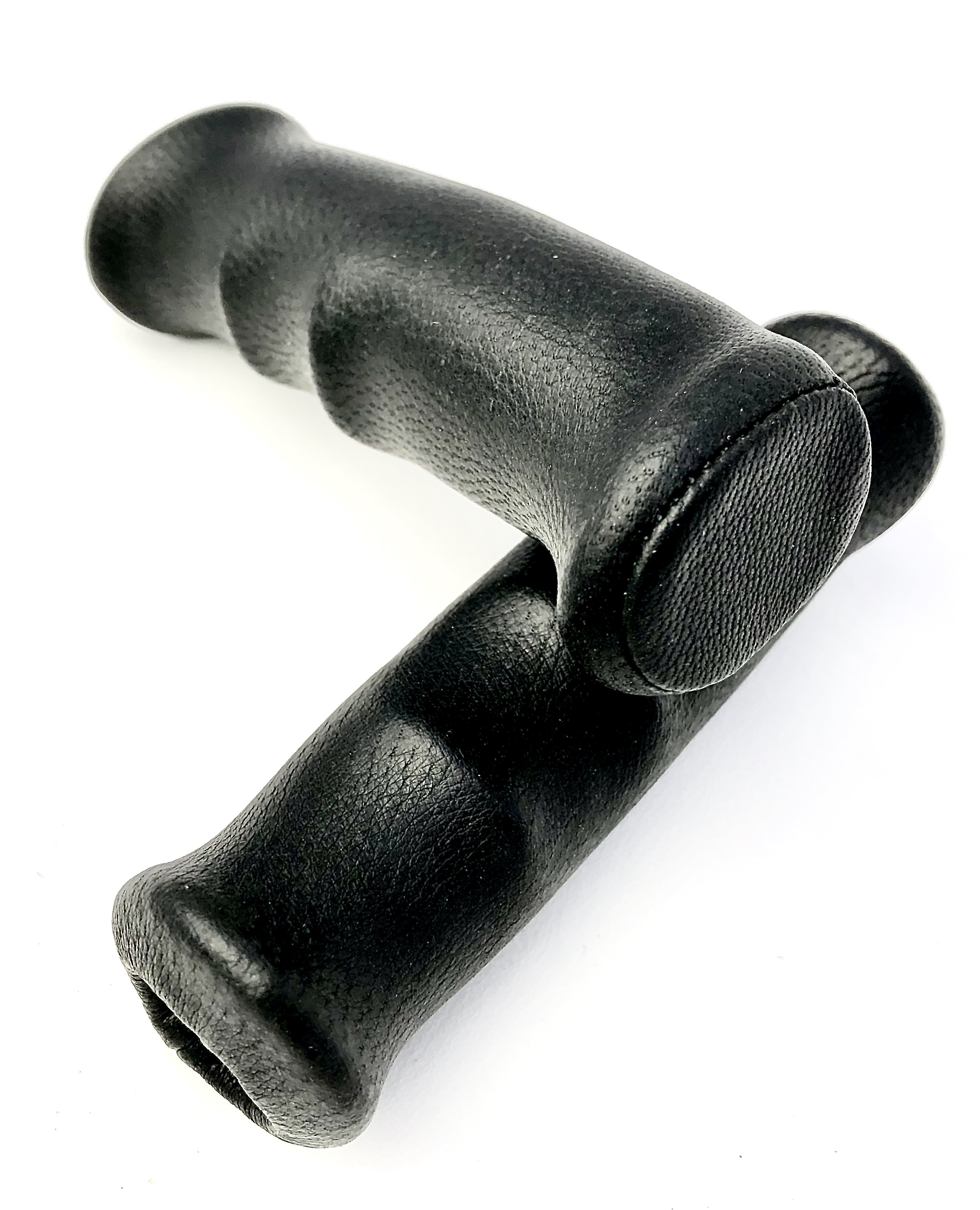 Echt Ledergriffe mit Gummi- Innenpolsterung Fingernocken schwarz