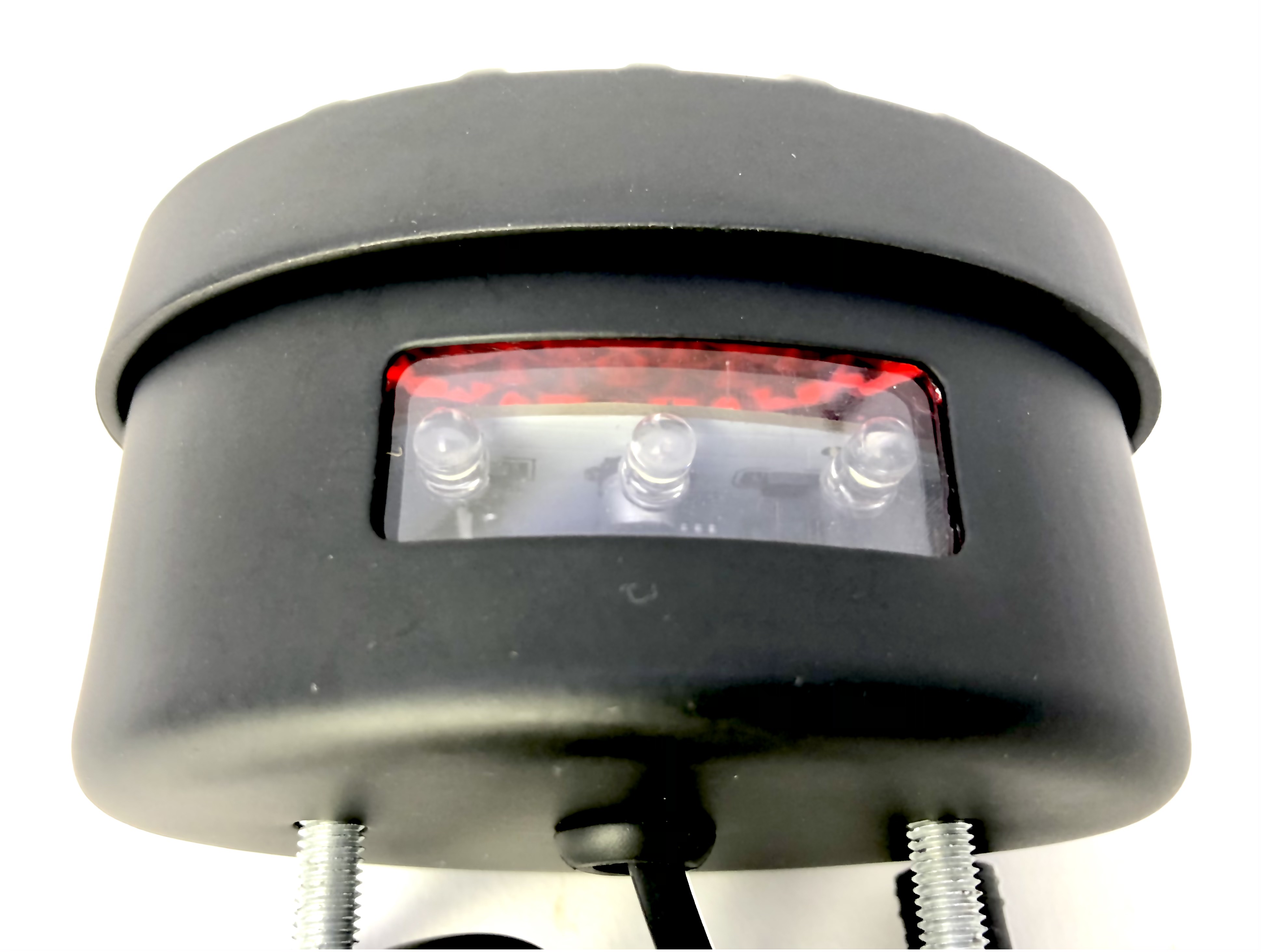 E-Bike Rearlight Retro LED black matte and red lense with guard and licence plate illumination