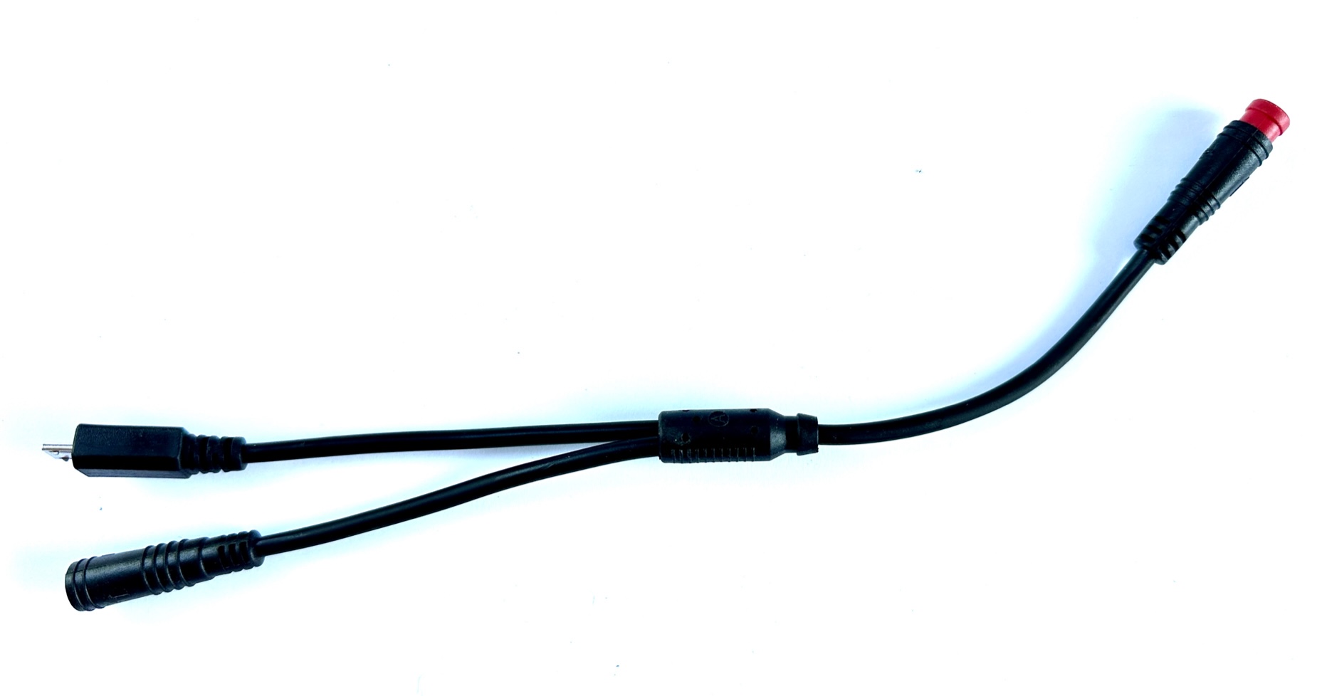 HIGO / Julet Y-cable 17,5 cm para Ebike, 2 PIN rojo a 2 PIN rojo y USB micro B