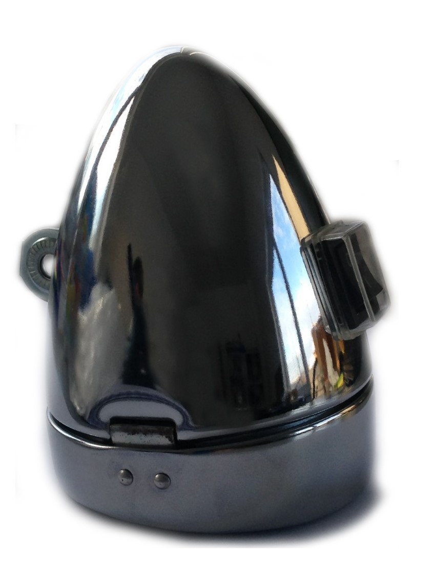 Lámpara delantera de 6 LED, de pilas, 80 mm, cromada
