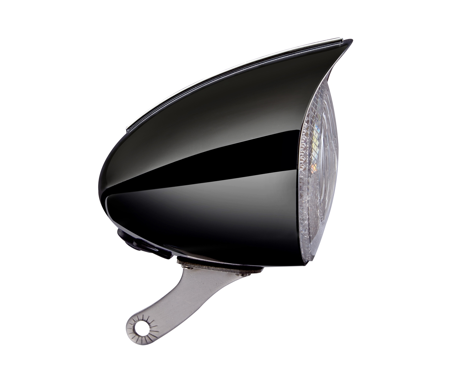 Lámpara delantera Classic Cycle LED con pila 70 mm en negro con protección solar pequeña