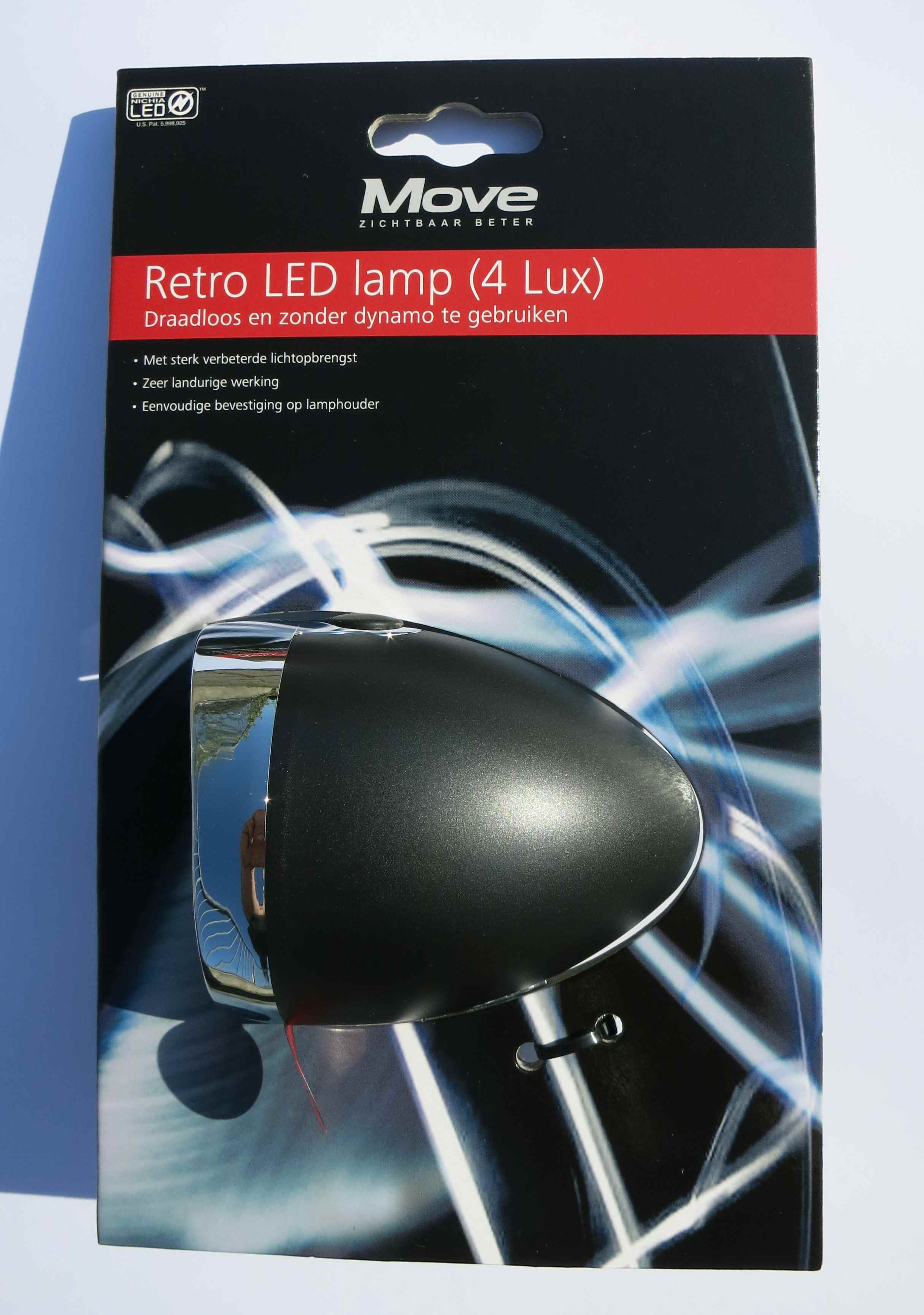 Lámpara a pilas Classic Retro «LED» en negro / cromada 4 LUX